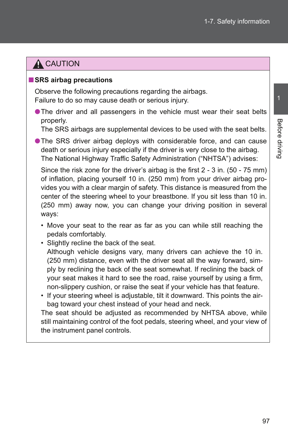 TOYOTA 2011 Camry User Manual | Page 125 / 573