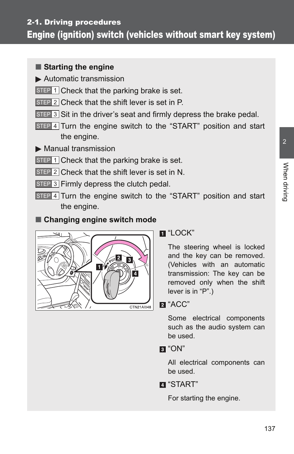 TOYOTA 2011 Camry User Manual | Page 164 / 573