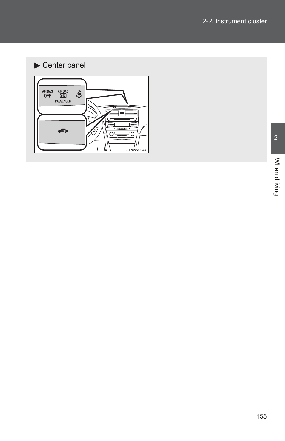 Center panel | TOYOTA 2011 Camry User Manual | Page 182 / 573