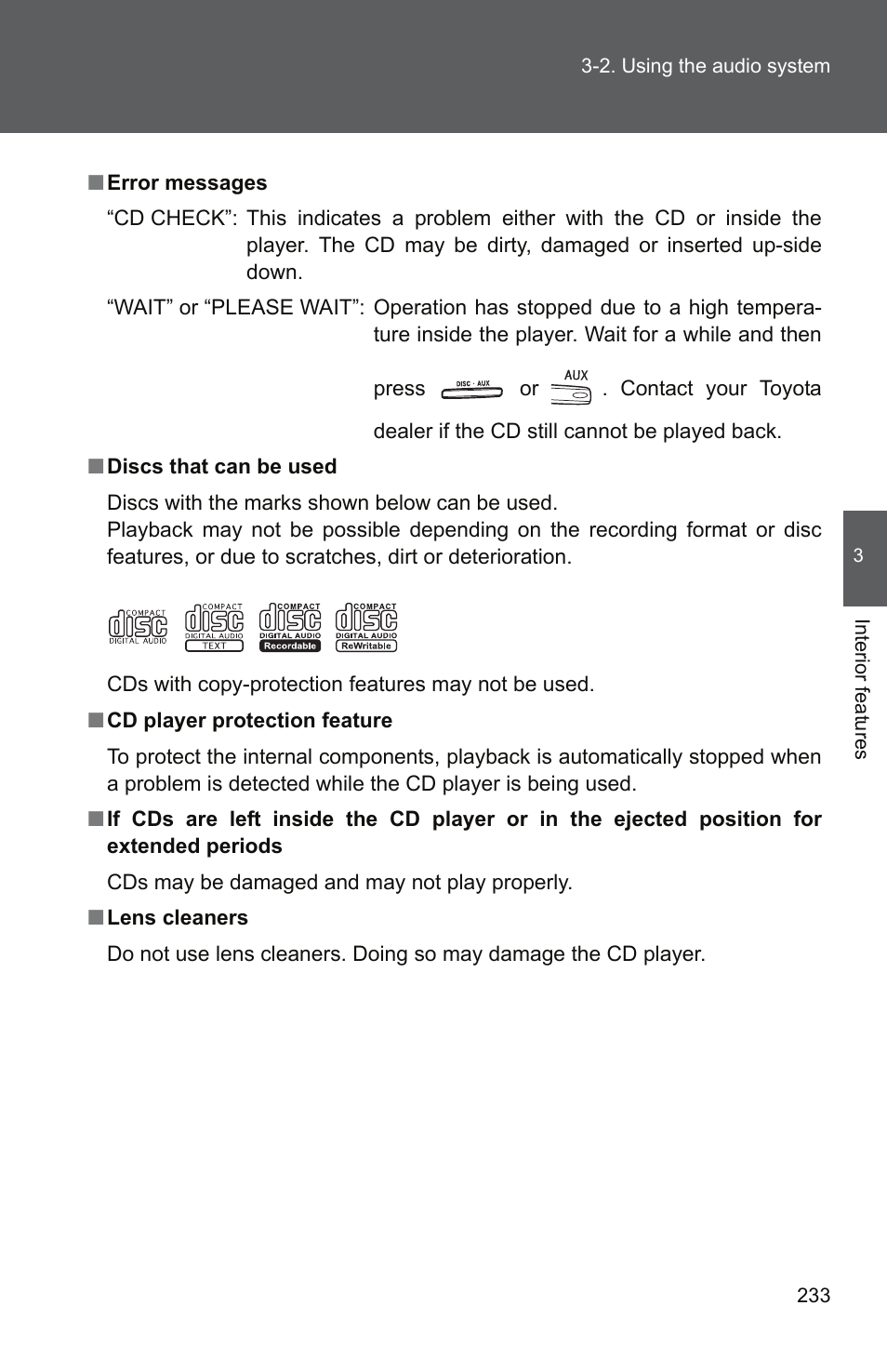 TOYOTA 2011 Camry User Manual | Page 258 / 573
