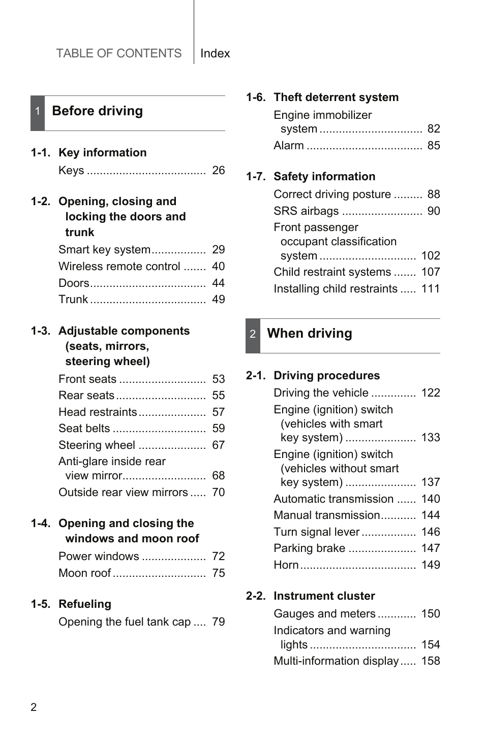 TOYOTA 2011 Camry User Manual | Page 30 / 573