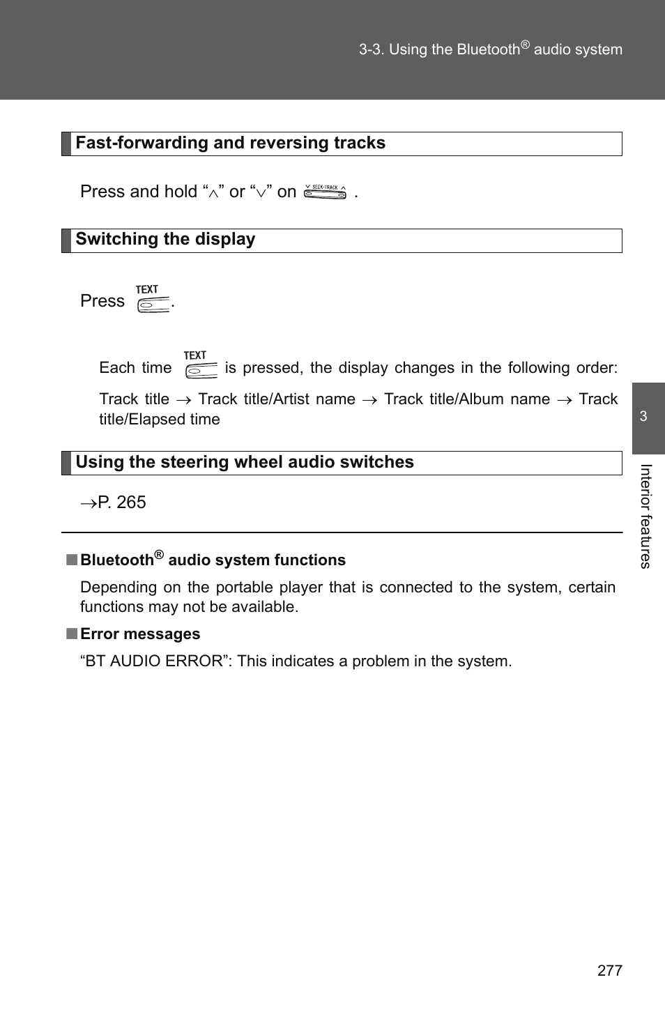 TOYOTA 2011 Camry User Manual | Page 302 / 573
