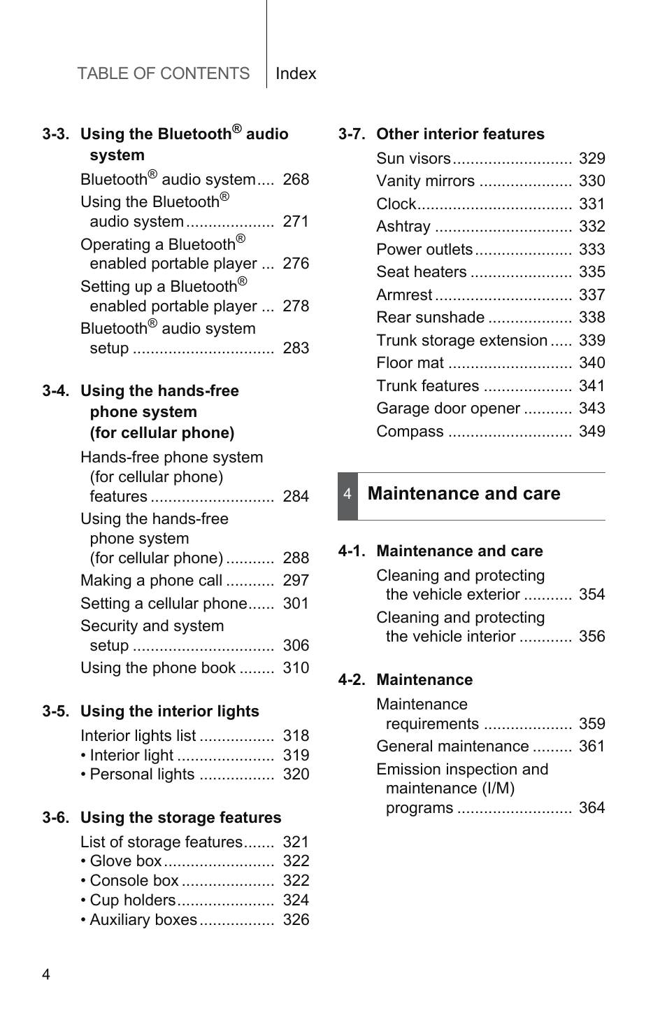 Maintenance and care | TOYOTA 2011 Camry User Manual | Page 32 / 573