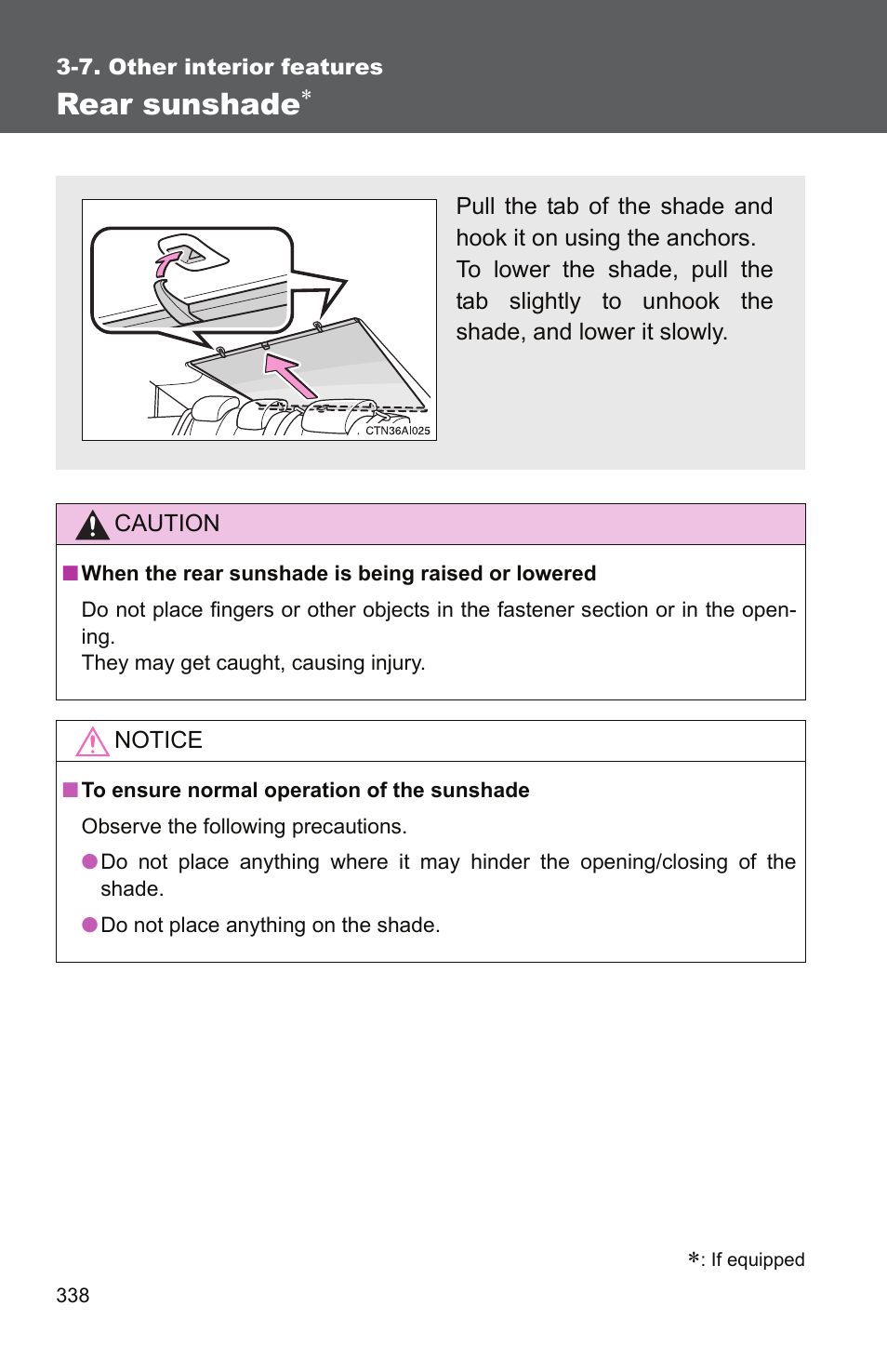 Rear sunshade | TOYOTA 2011 Camry User Manual | Page 363 / 573