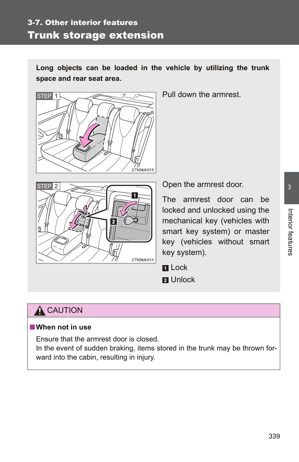 Trunk storage extension | TOYOTA 2011 Camry User Manual | Page 364 / 573