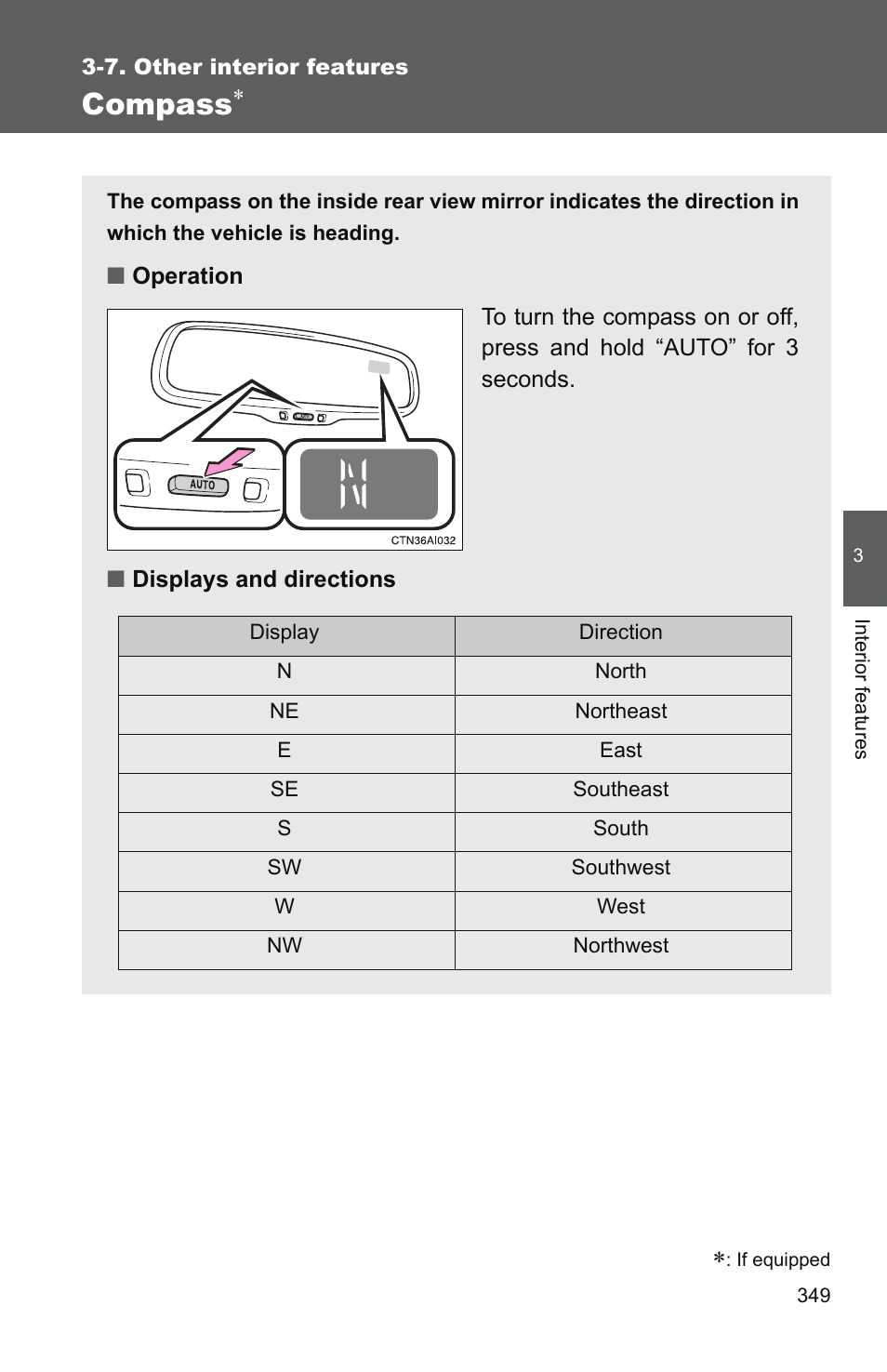 Compass | TOYOTA 2011 Camry User Manual | Page 374 / 573