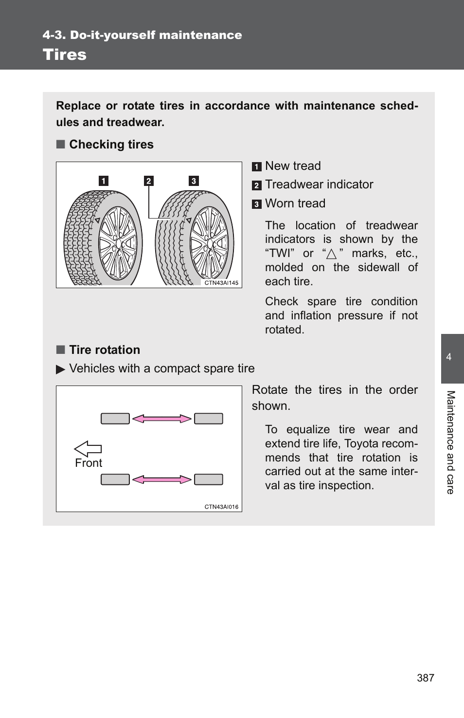 Tires | TOYOTA 2011 Camry User Manual | Page 412 / 573