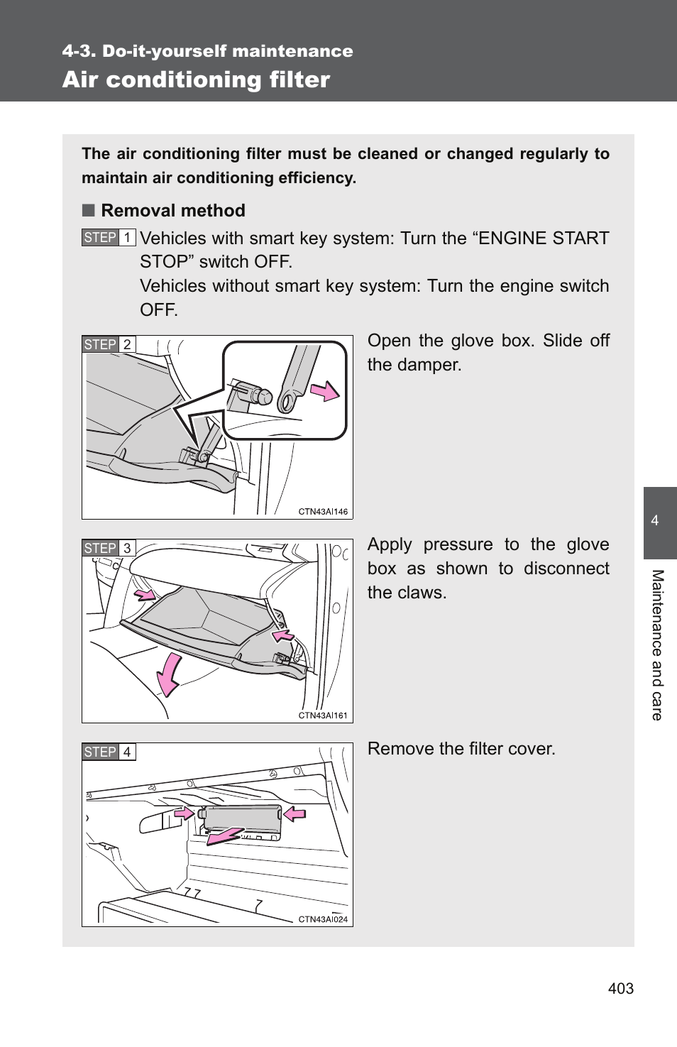 Air conditioning filter | TOYOTA 2011 Camry User Manual | Page 428 / 573