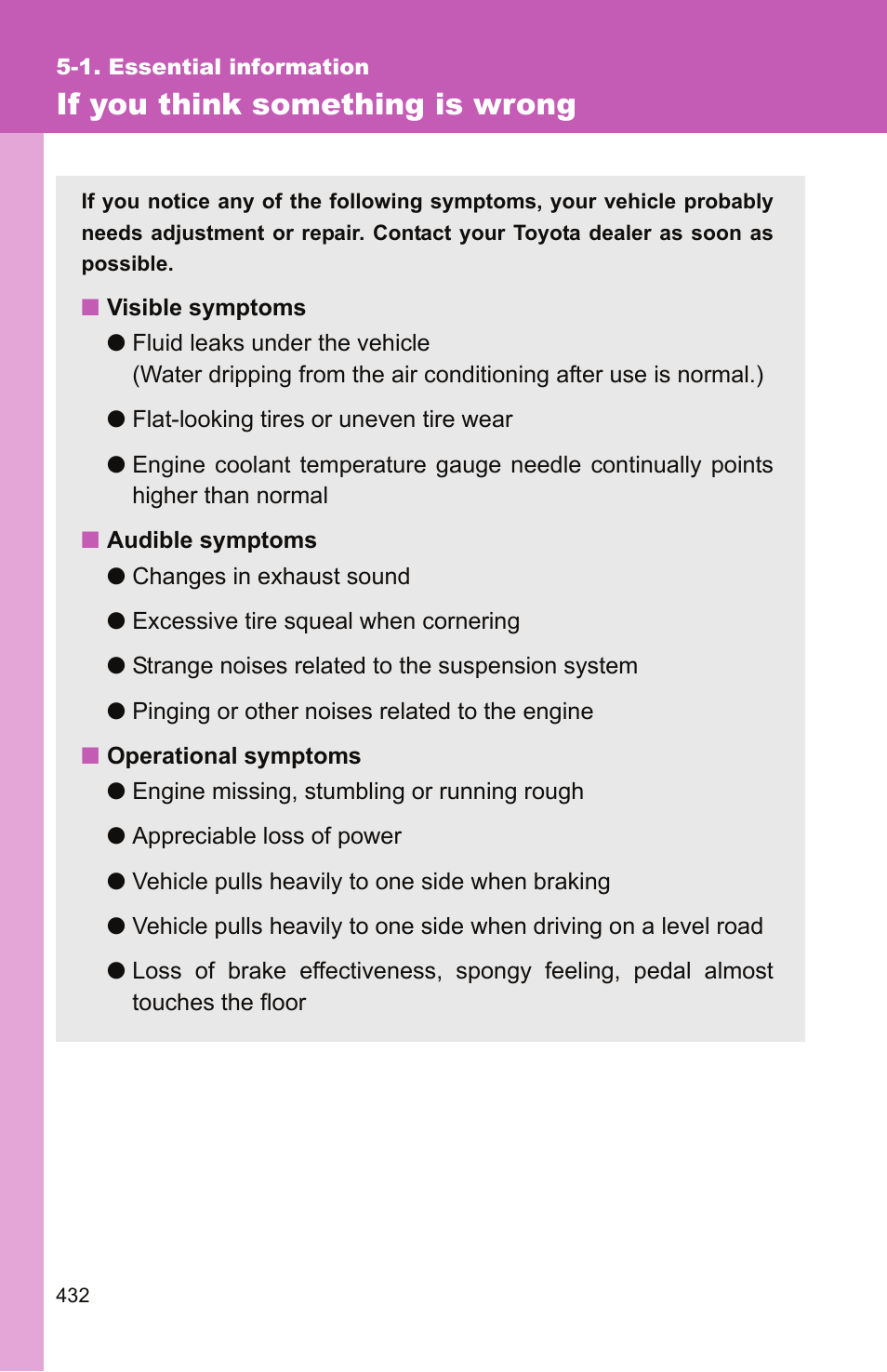 If you think something is wrong | TOYOTA 2011 Camry User Manual | Page 456 / 573