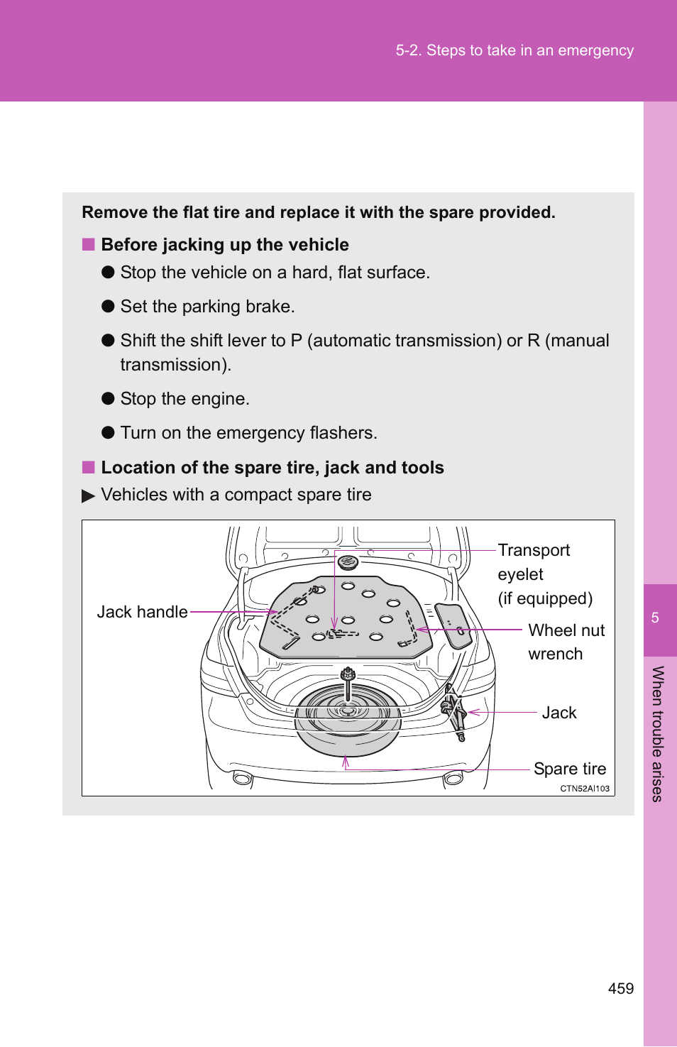 If you have a flat tire | TOYOTA 2011 Camry User Manual | Page 483 / 573