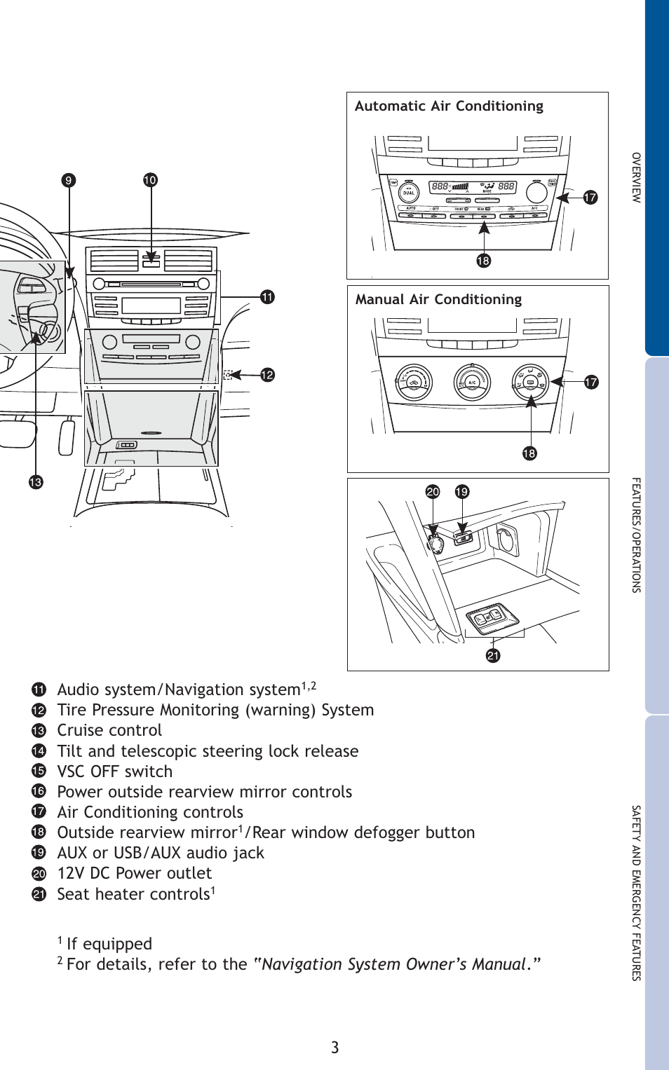 Audio system/navigation system, If equipped | TOYOTA 2011 Camry User Manual | Page 5 / 573