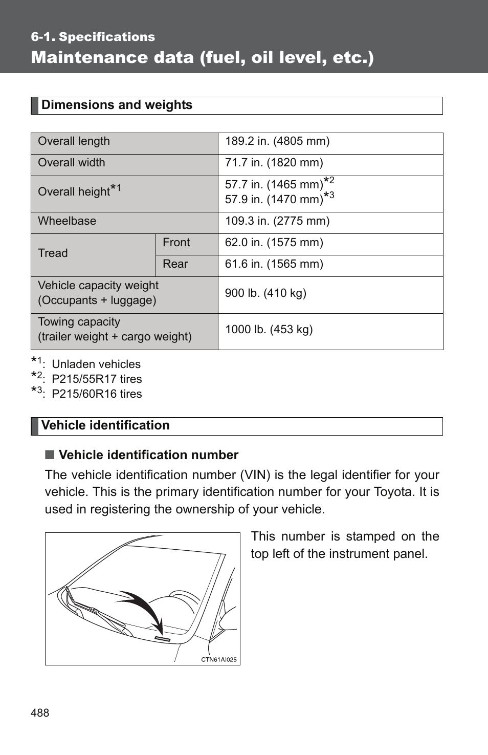 1. specifications, Maintenance data (fuel, oil level, etc.) | TOYOTA 2011 Camry User Manual | Page 512 / 573