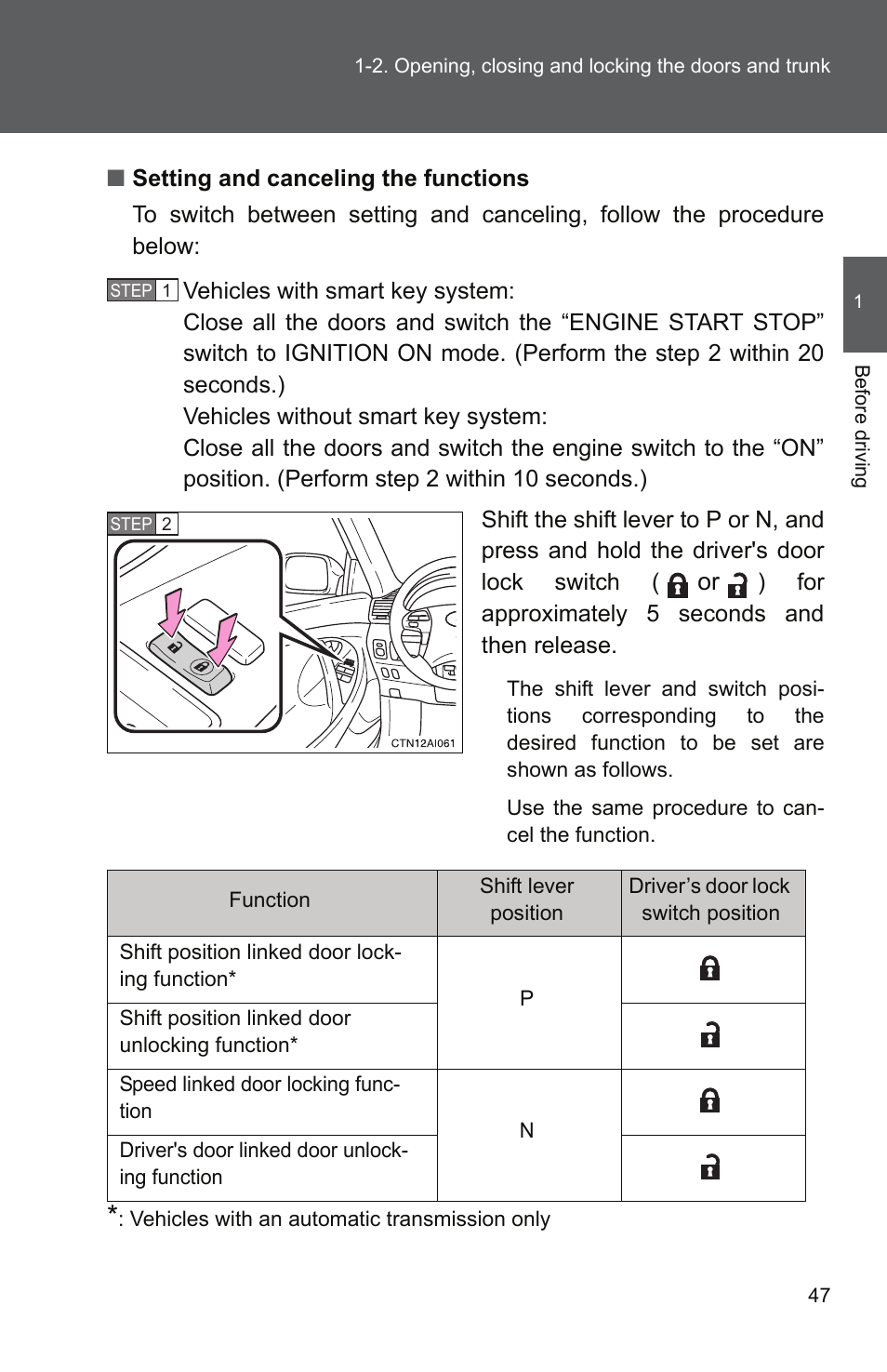 TOYOTA 2011 Camry User Manual | Page 75 / 573