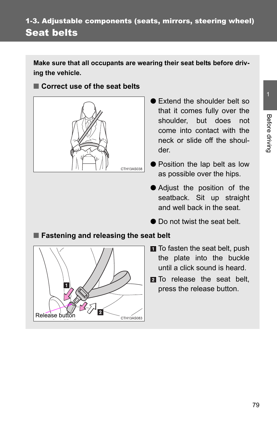 Seat belts | TOYOTA 2011 4Runner User Manual | Page 104 / 697