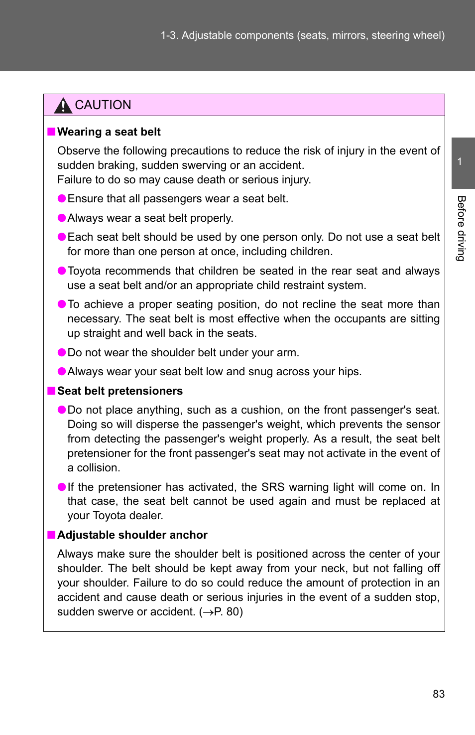 TOYOTA 2011 4Runner User Manual | Page 108 / 697