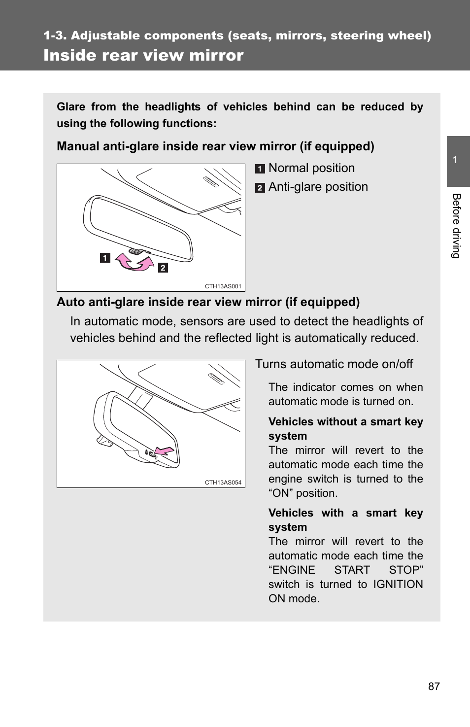 Inside rear view mirror | TOYOTA 2011 4Runner User Manual | Page 112 / 697