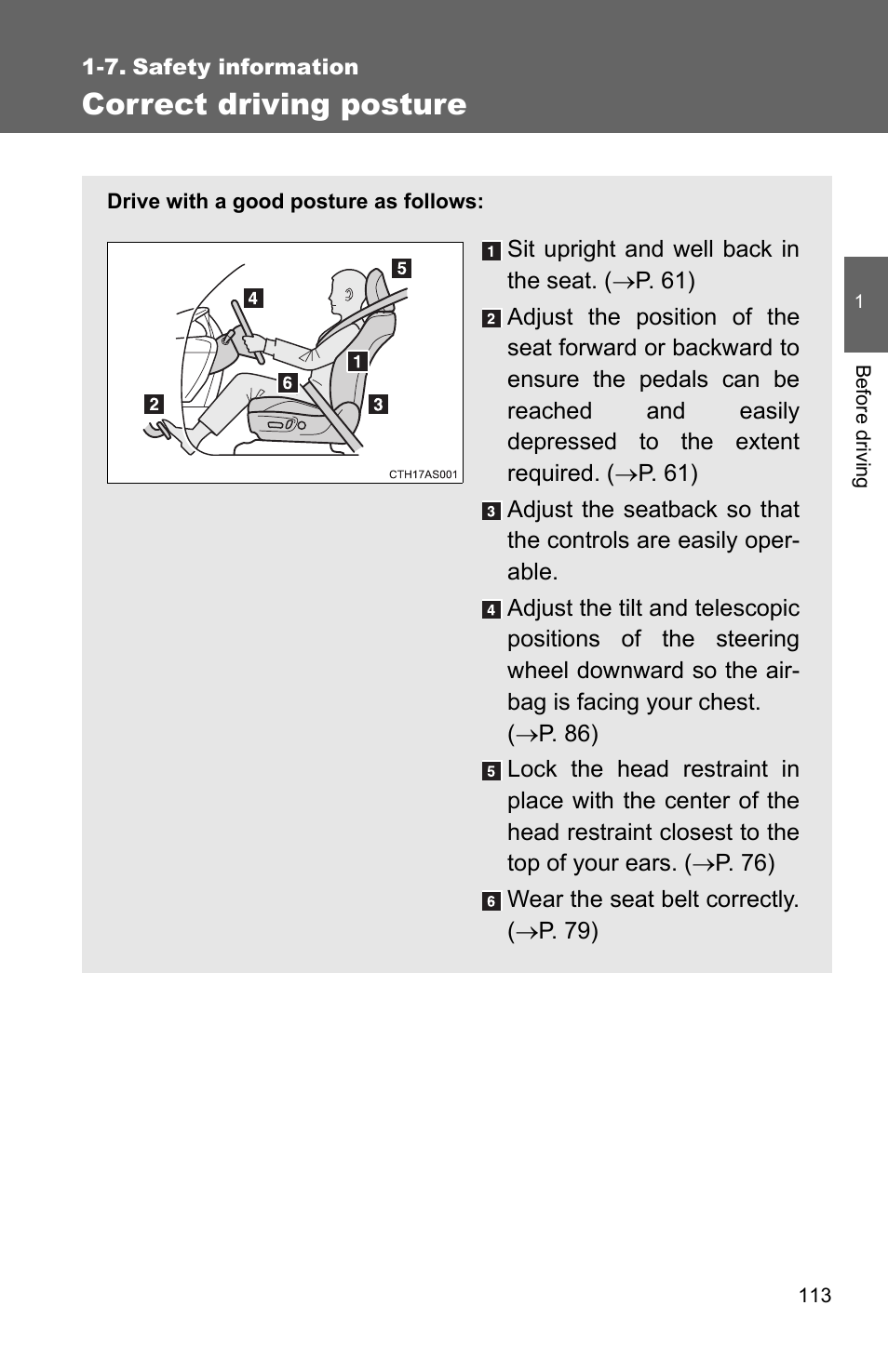 Sec_01-07, Correct driving posture | TOYOTA 2011 4Runner User Manual | Page 138 / 697