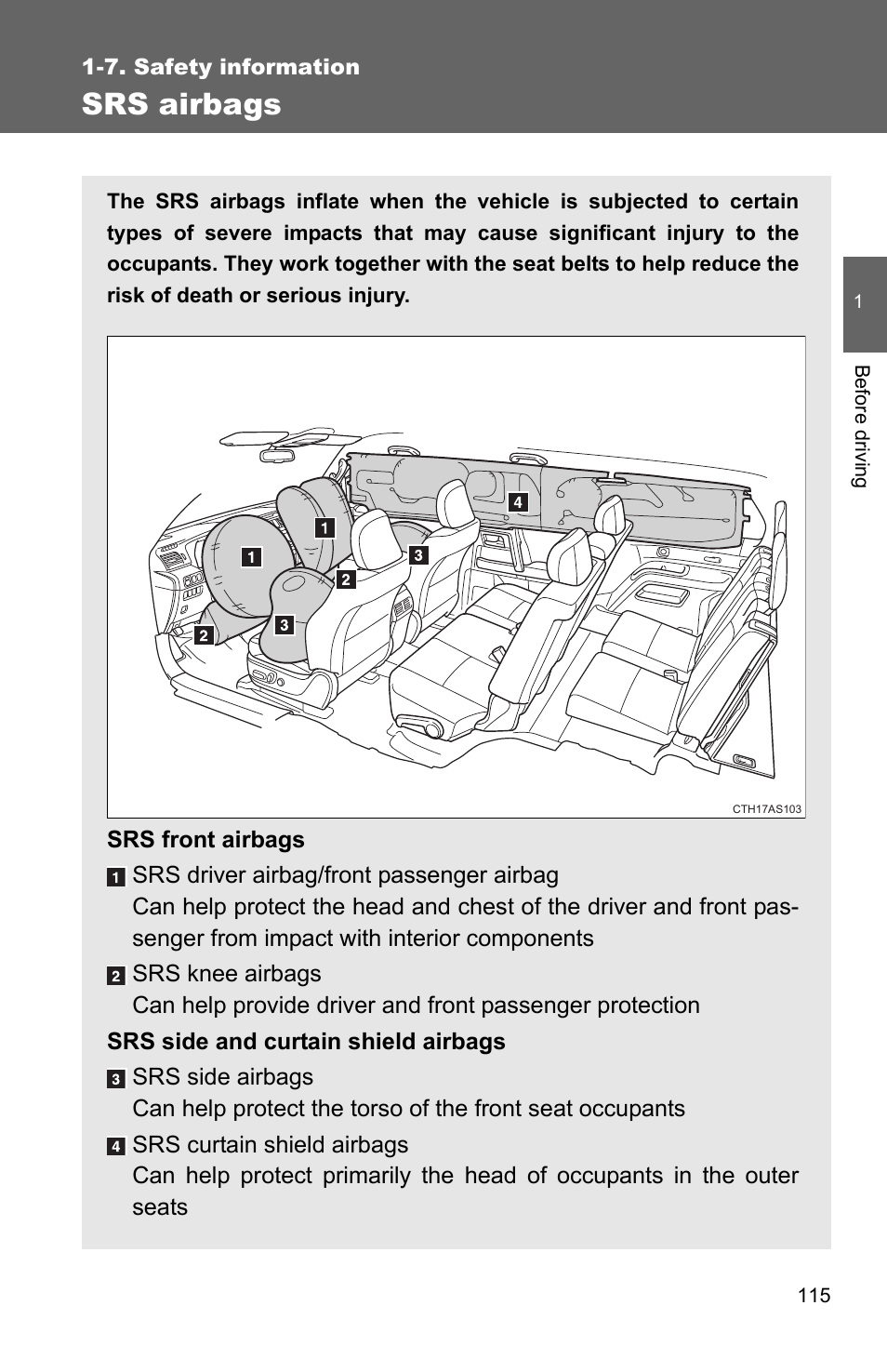 Srs airbags | TOYOTA 2011 4Runner User Manual | Page 140 / 697