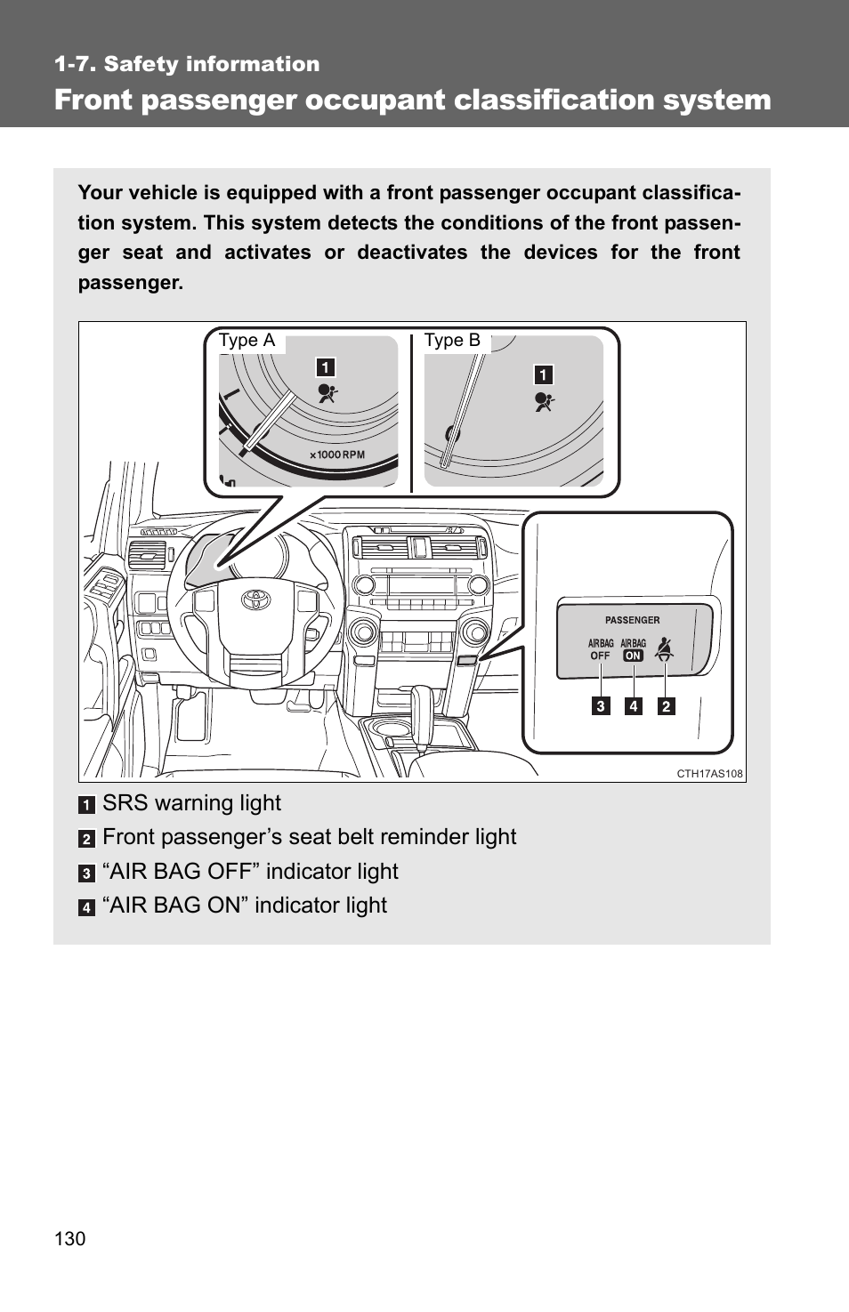 Front passenger occupant classification system | TOYOTA 2011 4Runner User Manual | Page 155 / 697
