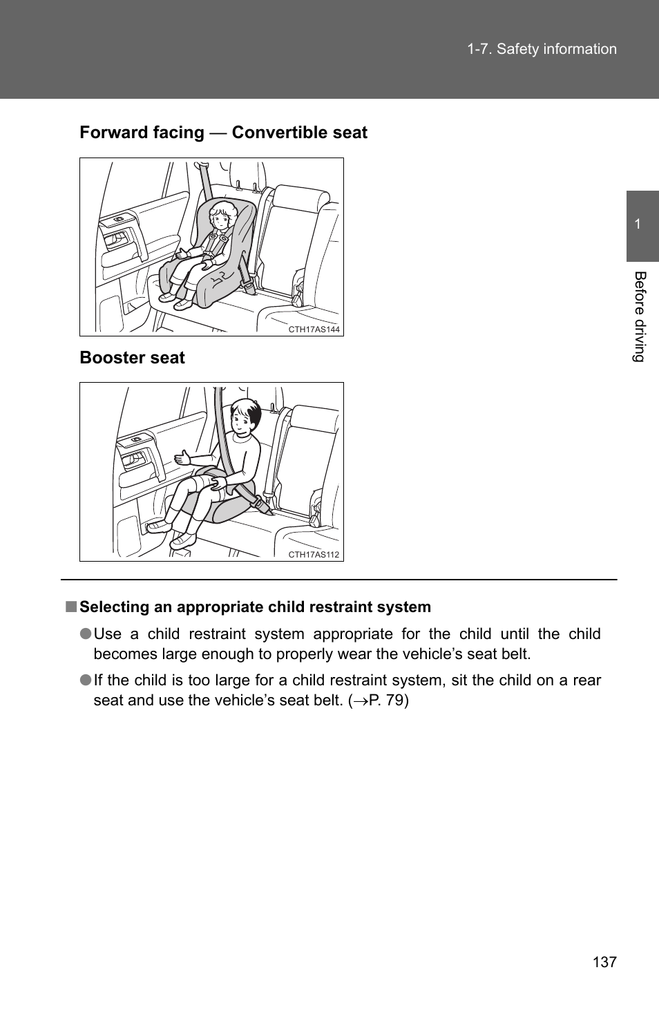 Forward facing — convertible seat booster seat | TOYOTA 2011 4Runner User Manual | Page 162 / 697