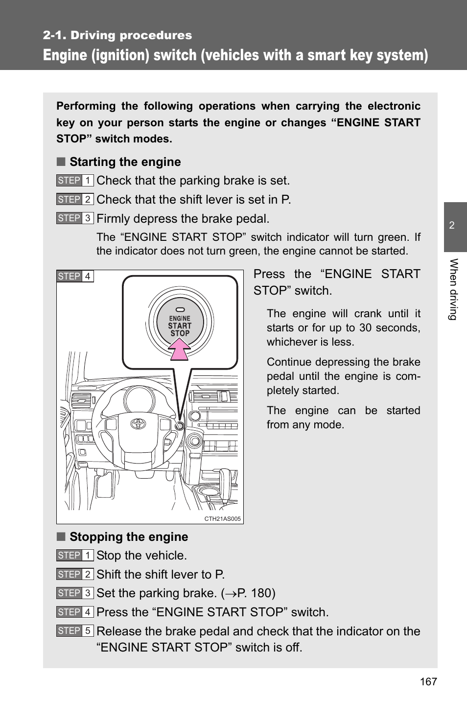 Press the “engine start stop” switch | TOYOTA 2011 4Runner User Manual | Page 191 / 697