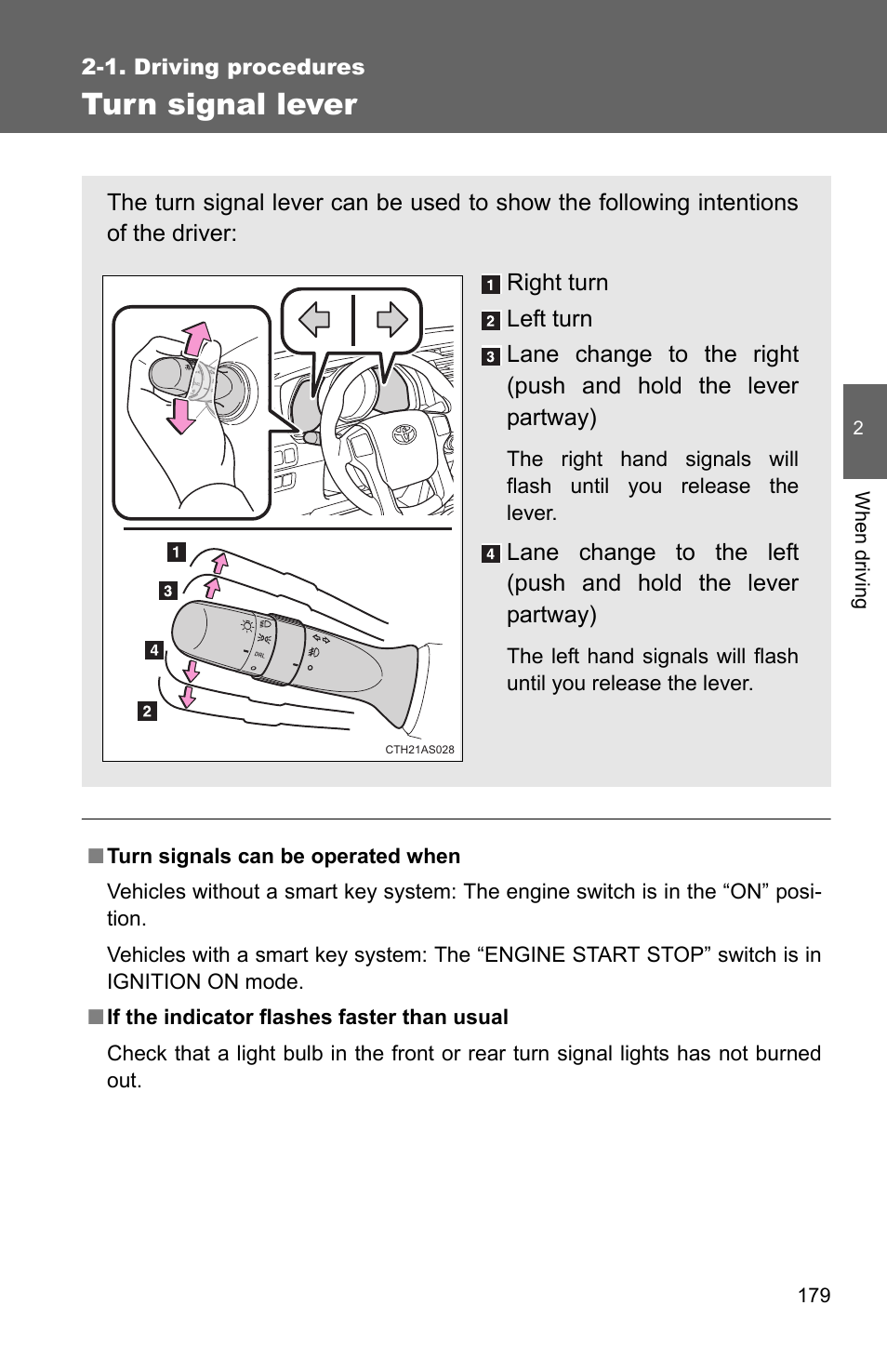 Turn signal lever | TOYOTA 2011 4Runner User Manual | Page 203 / 697