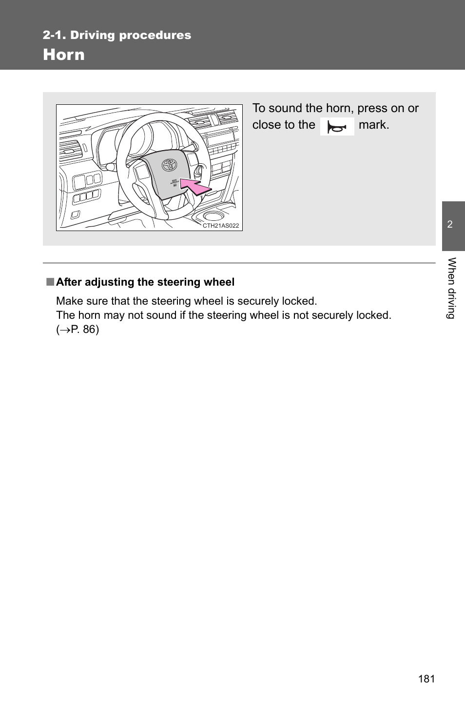 Horn | TOYOTA 2011 4Runner User Manual | Page 205 / 697