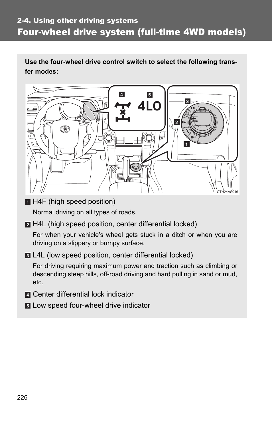 Four-wheel drive system (full-time 4wd models) | TOYOTA 2011 4Runner User Manual | Page 250 / 697