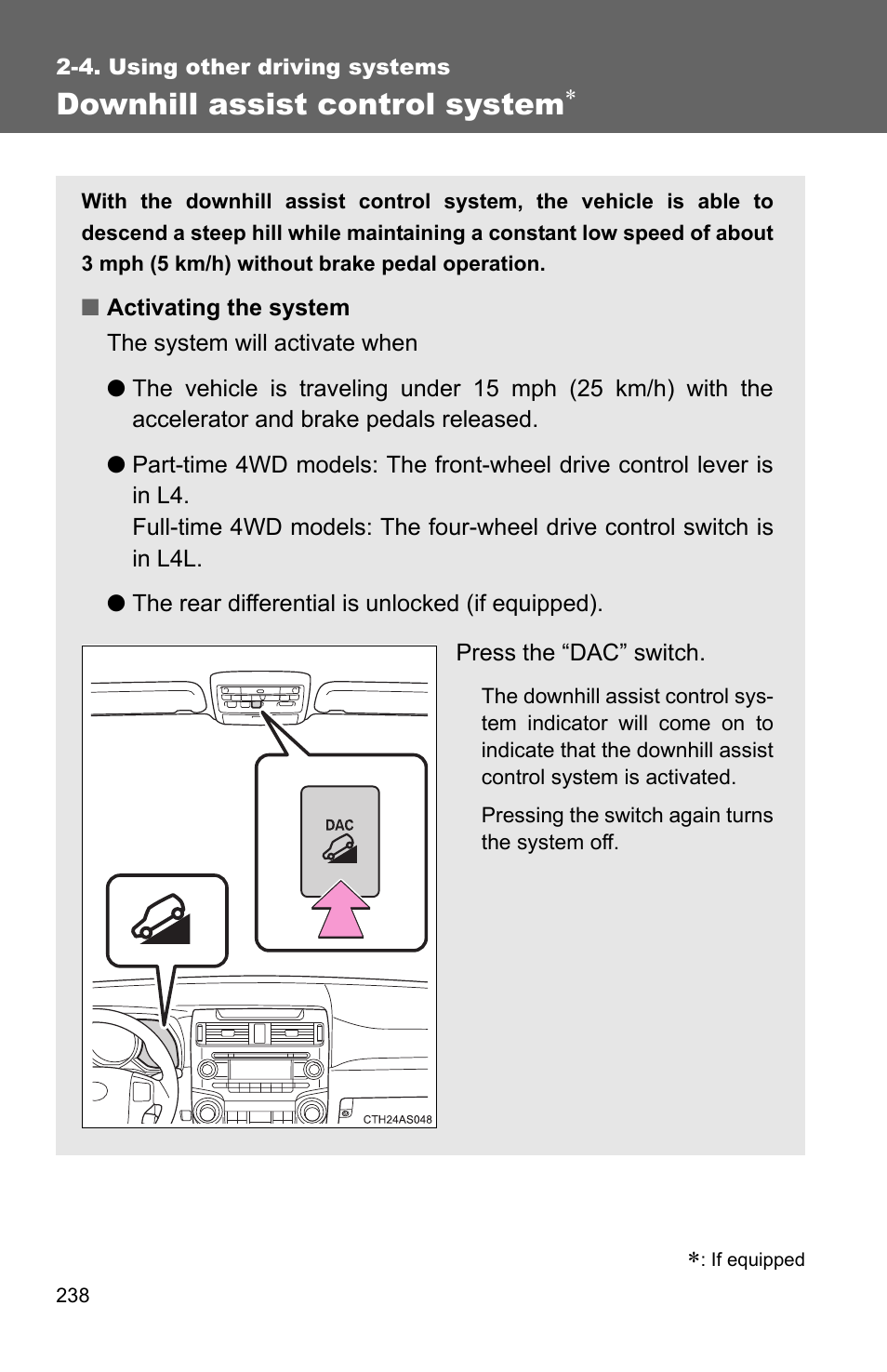 Downhill assist control system | TOYOTA 2011 4Runner User Manual | Page 262 / 697