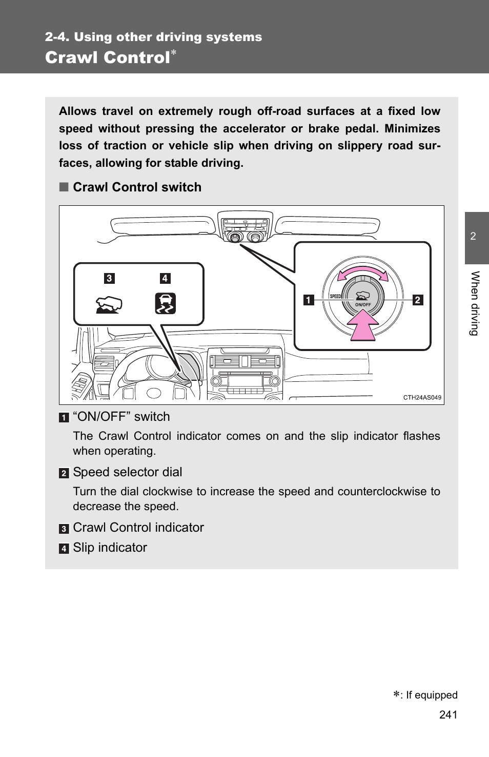 Crawl control | TOYOTA 2011 4Runner User Manual | Page 265 / 697