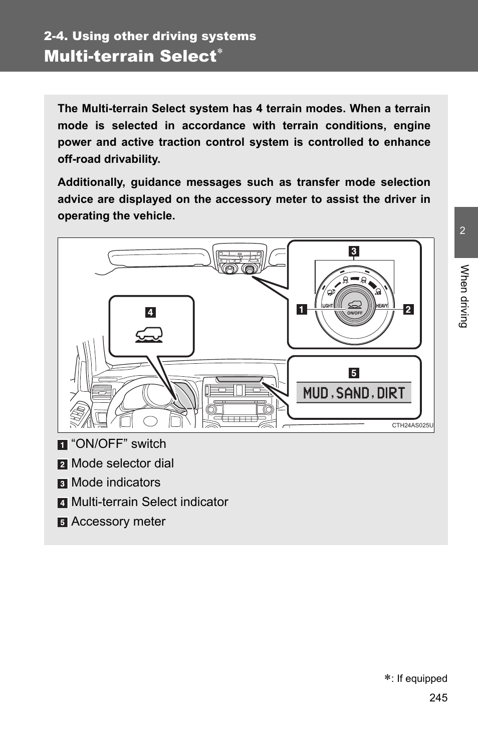 Multi-terrain select | TOYOTA 2011 4Runner User Manual | Page 269 / 697