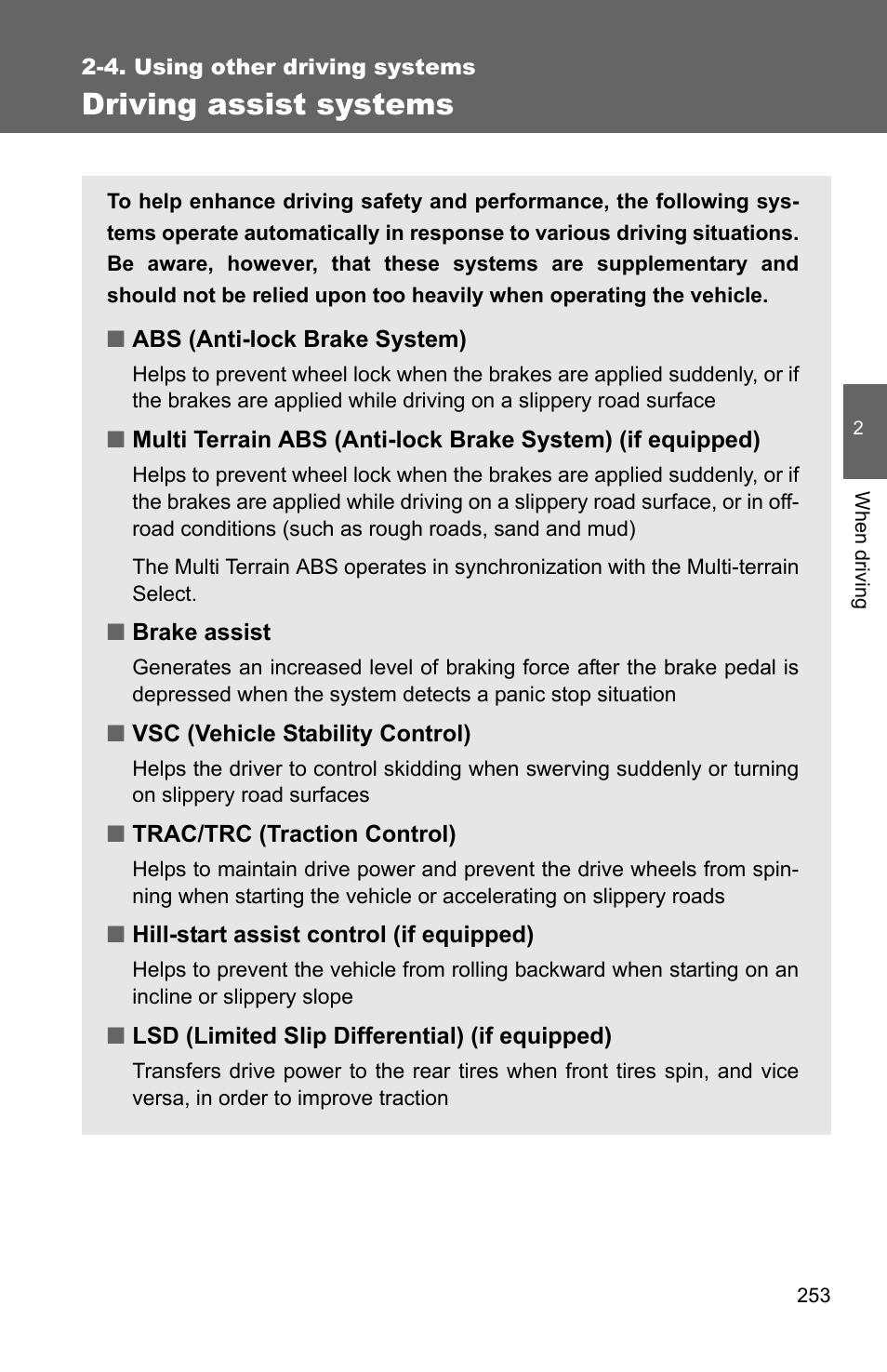 Driving assist systems | TOYOTA 2011 4Runner User Manual | Page 277 / 697