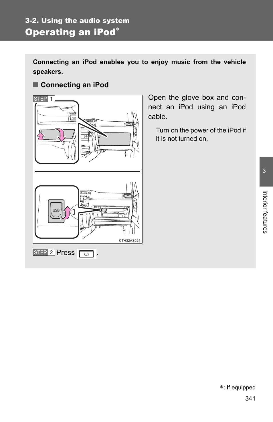 P. 341, Operating an ipod | TOYOTA 2011 4Runner User Manual | Page 363 / 697