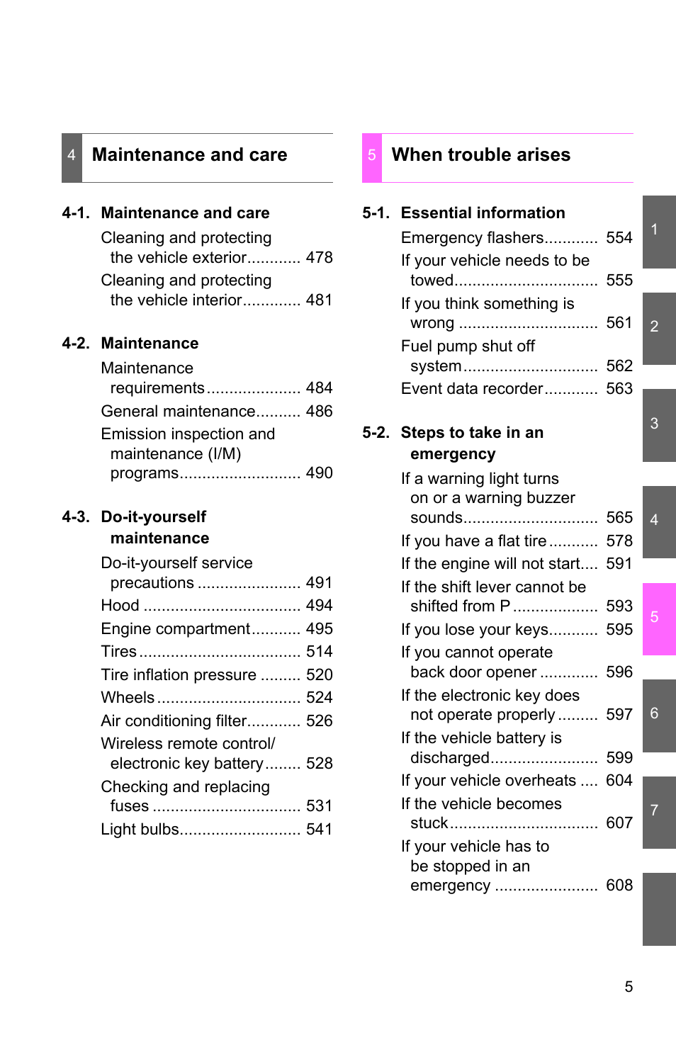 Maintenance and care, When trouble arises | TOYOTA 2011 4Runner User Manual | Page 4 / 697