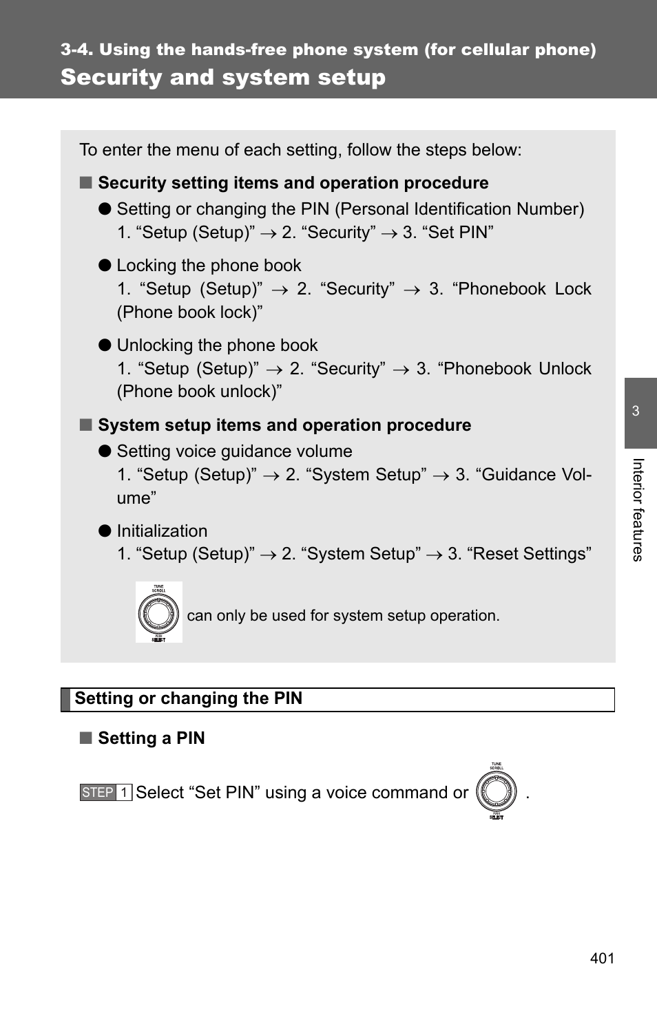 P. 401, Security and system setup | TOYOTA 2011 4Runner User Manual | Page 423 / 697