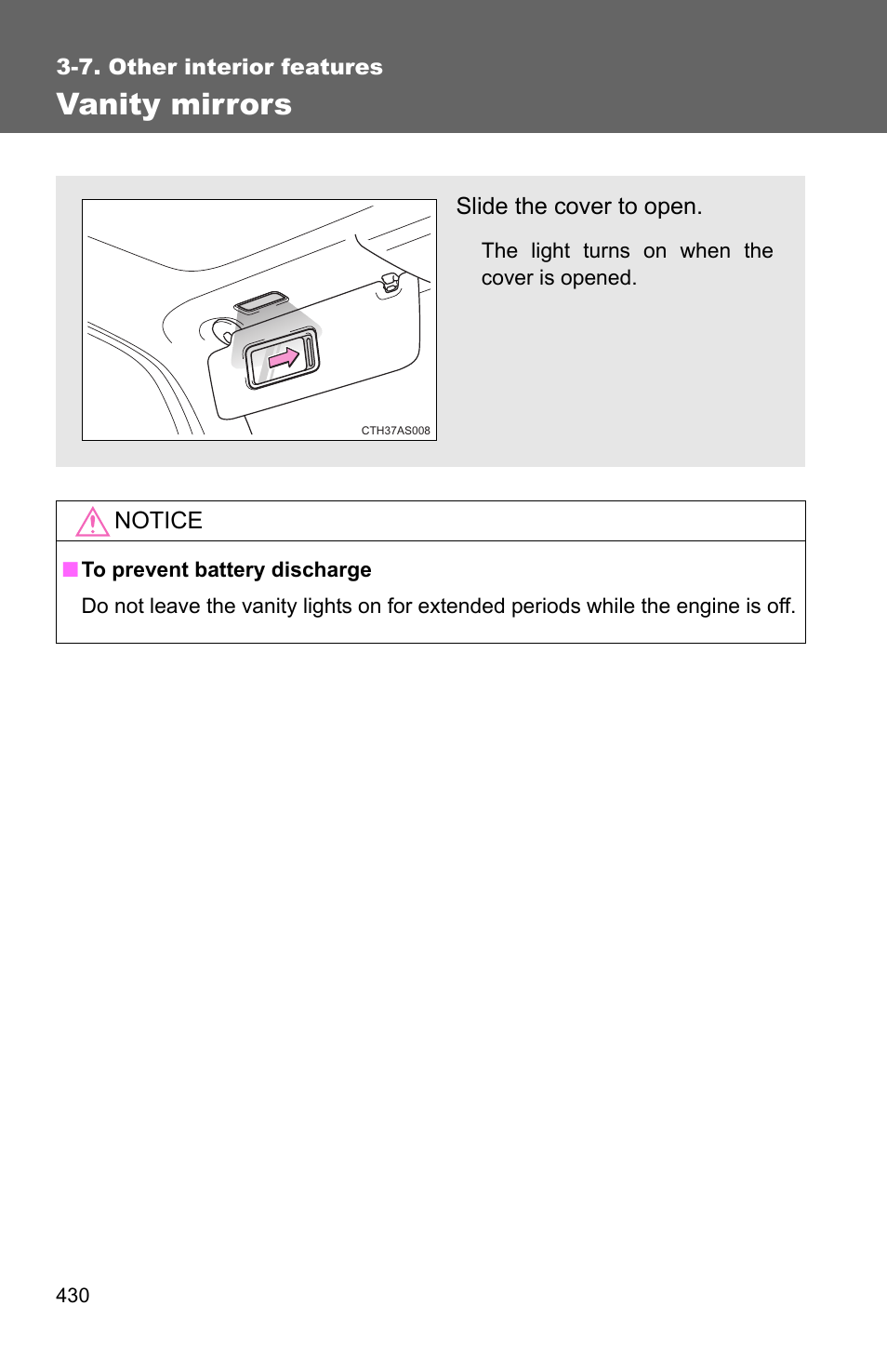 Vanity mirrors | TOYOTA 2011 4Runner User Manual | Page 452 / 697