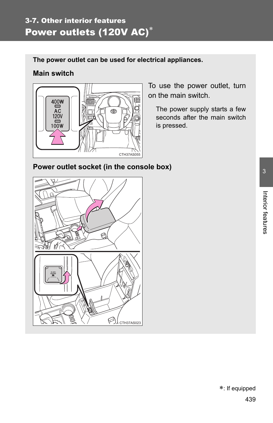 Power outlets (120v ac) | TOYOTA 2011 4Runner User Manual | Page 461 / 697