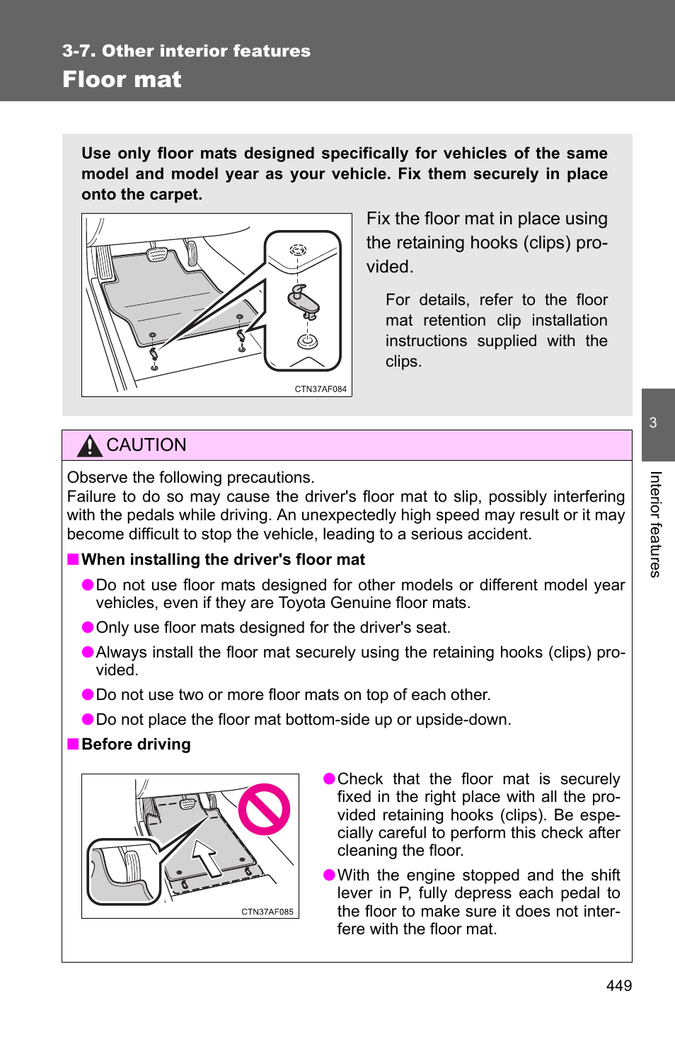 Floor mat | TOYOTA 2011 4Runner User Manual | Page 471 / 697