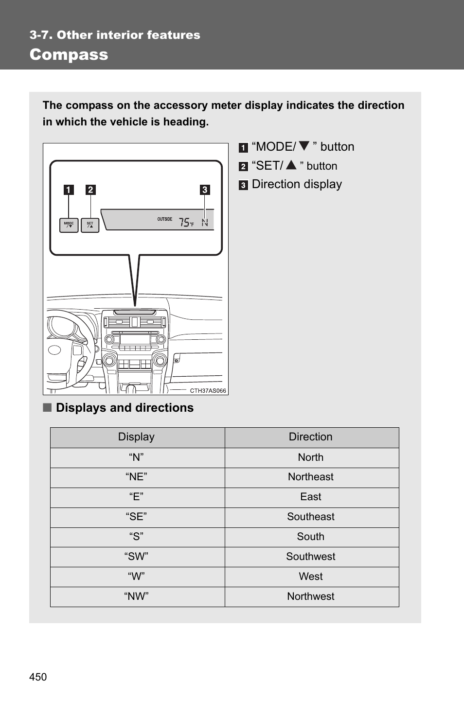 Compass | TOYOTA 2011 4Runner User Manual | Page 472 / 697