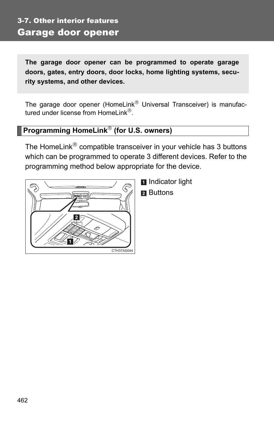 Garage door opener | TOYOTA 2011 4Runner User Manual | Page 484 / 697