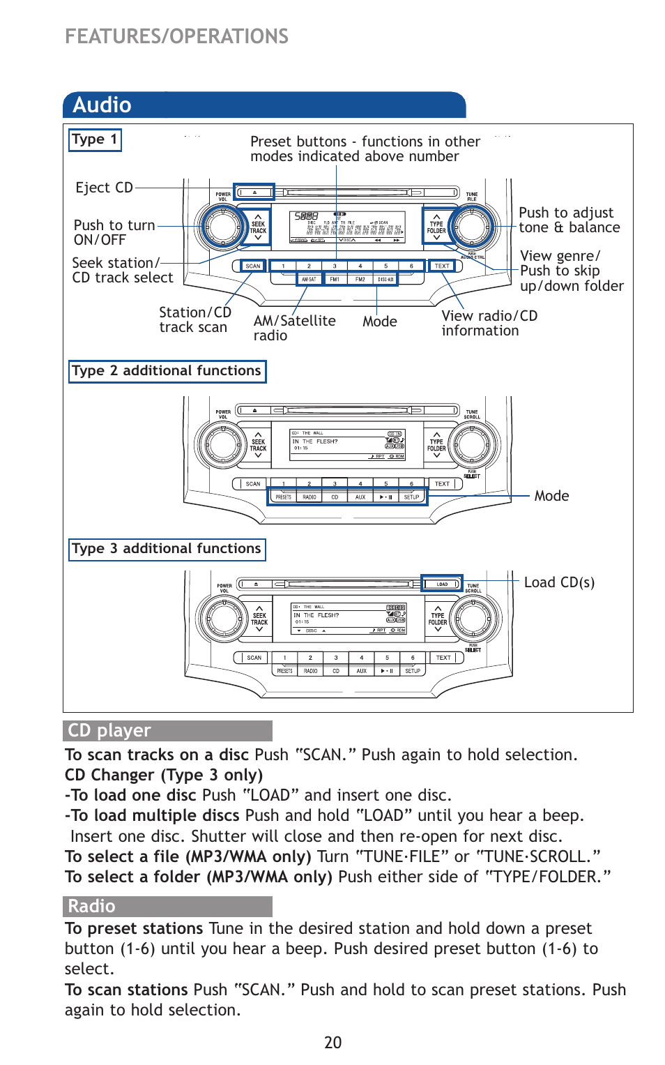 Audio, Ipo au, Features/operations | TOYOTA 2011 4Runner User Manual | Page 50 / 697