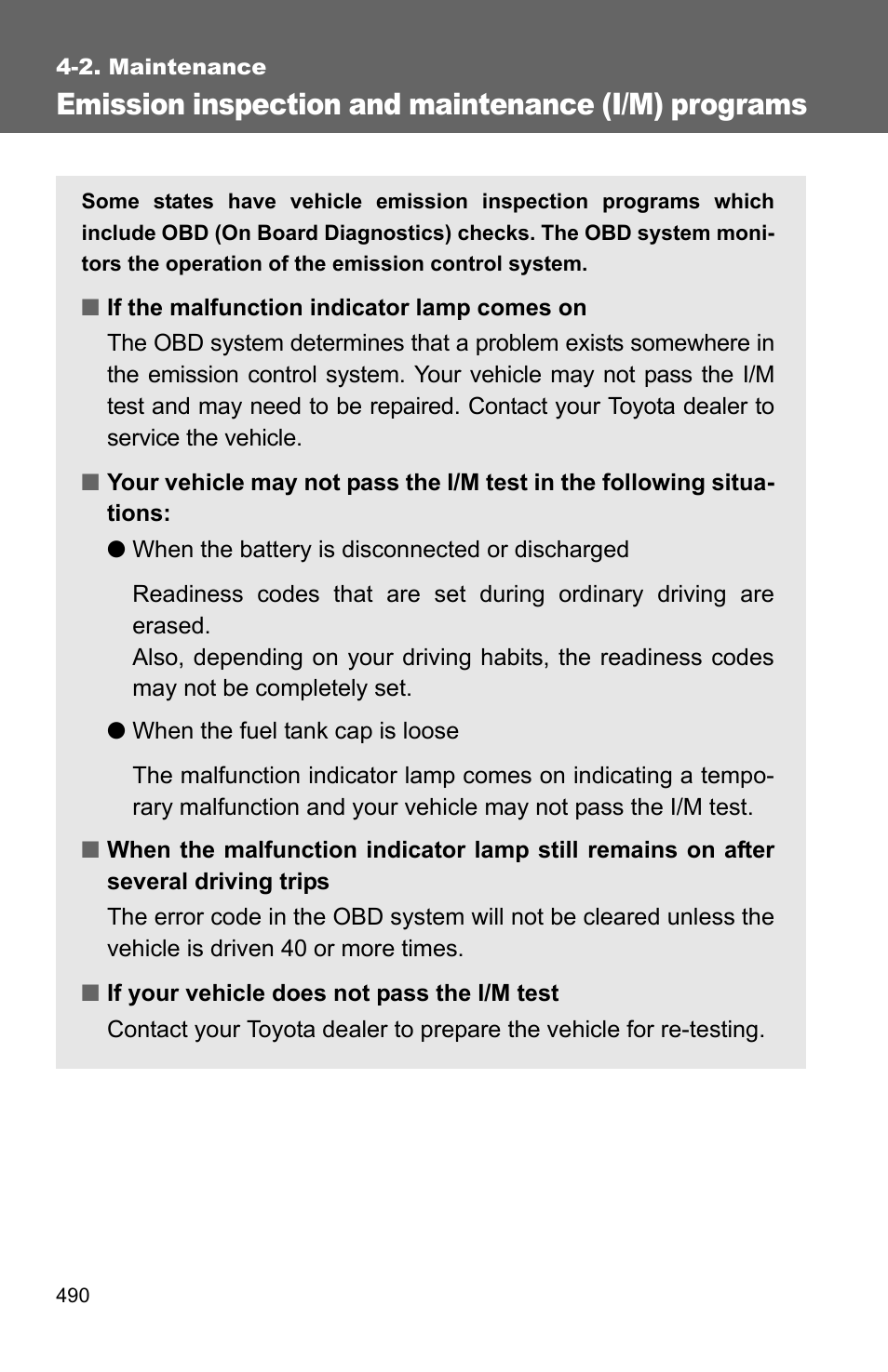 Emission inspection and maintenance (i/m) programs | TOYOTA 2011 4Runner User Manual | Page 511 / 697