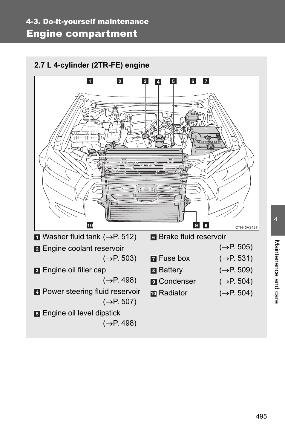 Engine compartment | TOYOTA 2011 4Runner User Manual | Page 516 / 697