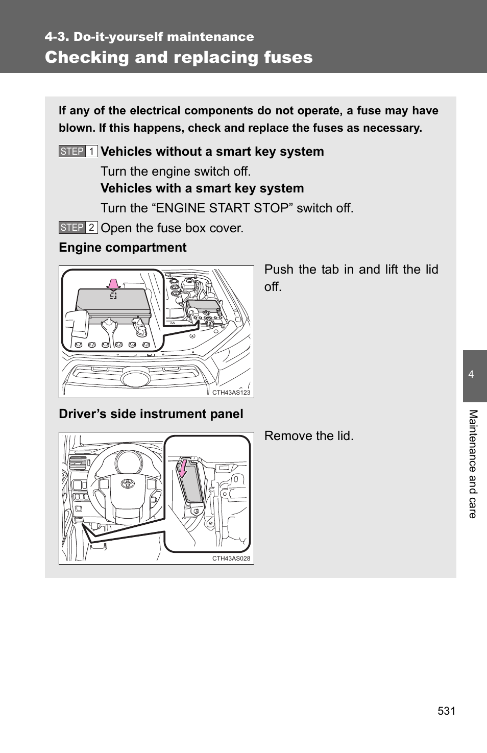 P. 531), P. 531, Checking and replacing fuses | TOYOTA 2011 4Runner User Manual | Page 552 / 697