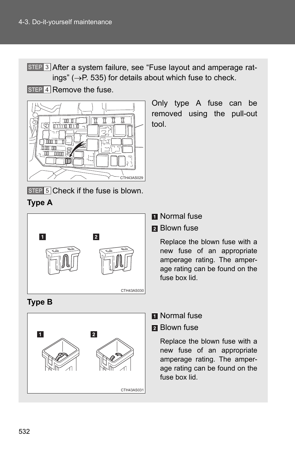 Type b normal fuse blown fuse | TOYOTA 2011 4Runner User Manual | Page 553 / 697