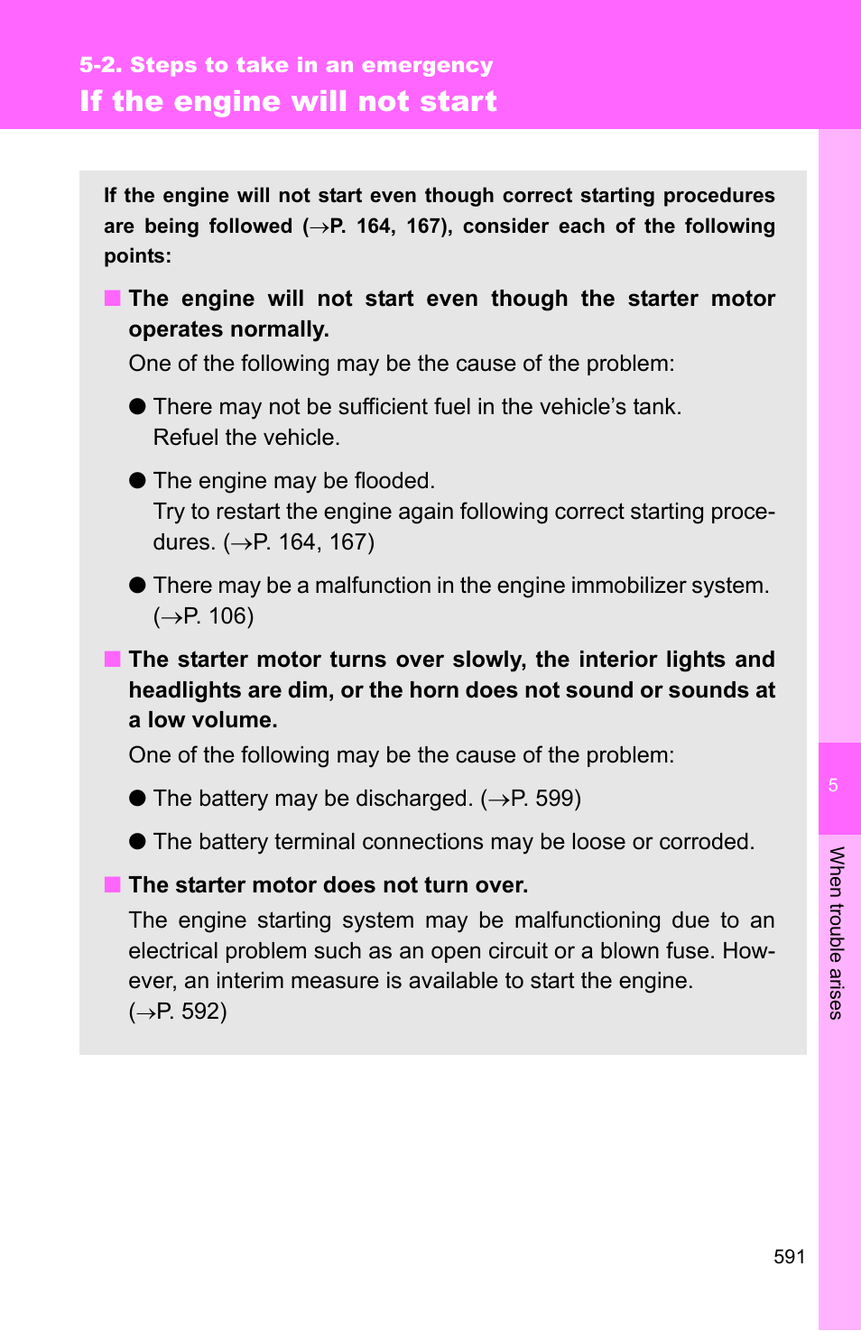 If the engine will not start | TOYOTA 2011 4Runner User Manual | Page 611 / 697