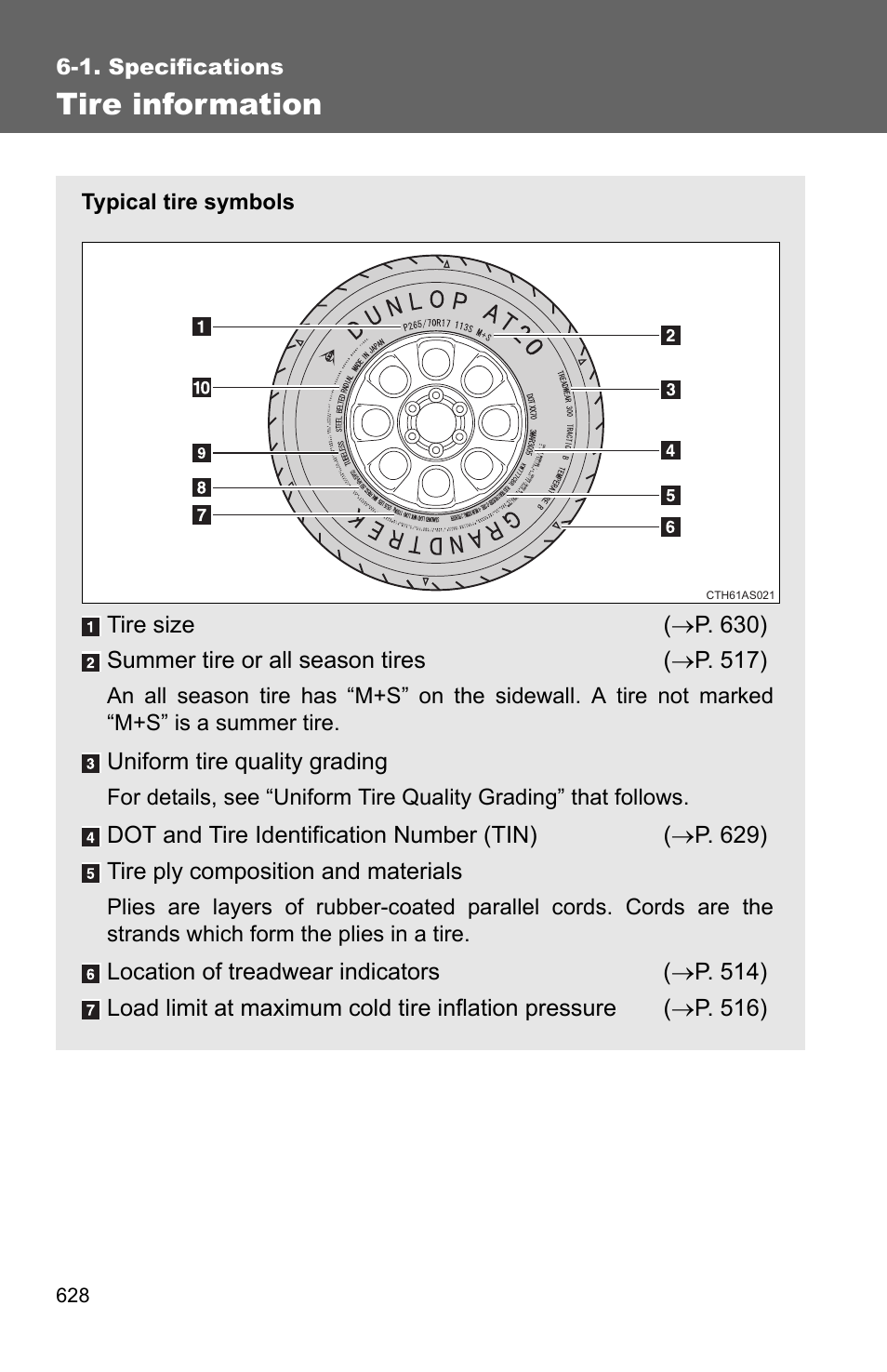 Tire information | TOYOTA 2011 4Runner User Manual | Page 647 / 697