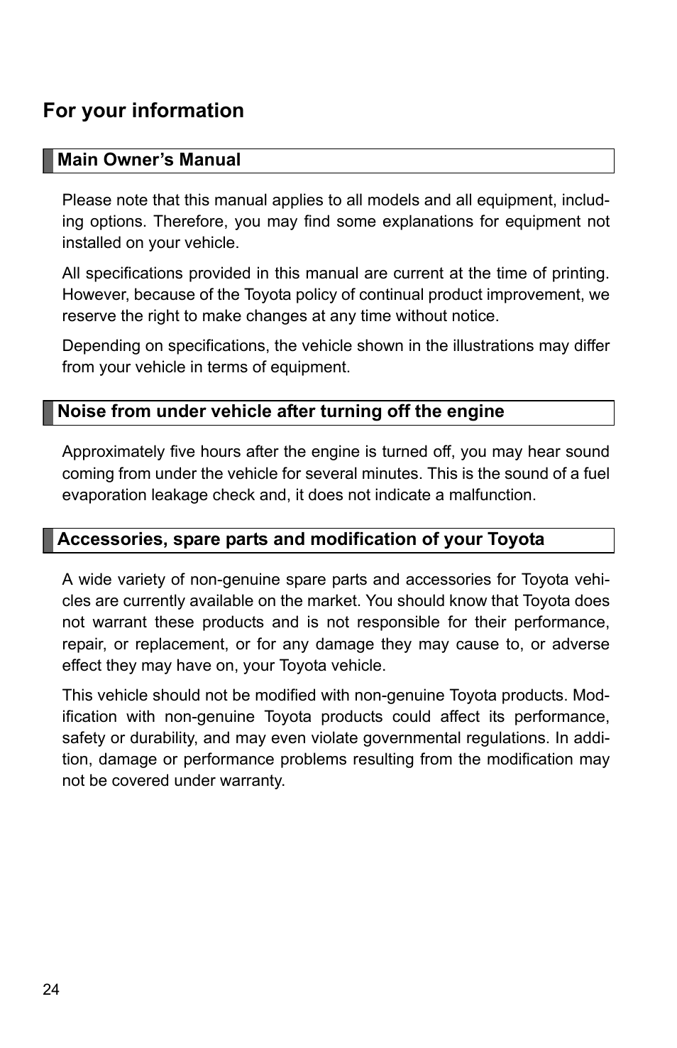 Forward, For your information | TOYOTA 2011 4Runner User Manual | Page 7 / 697