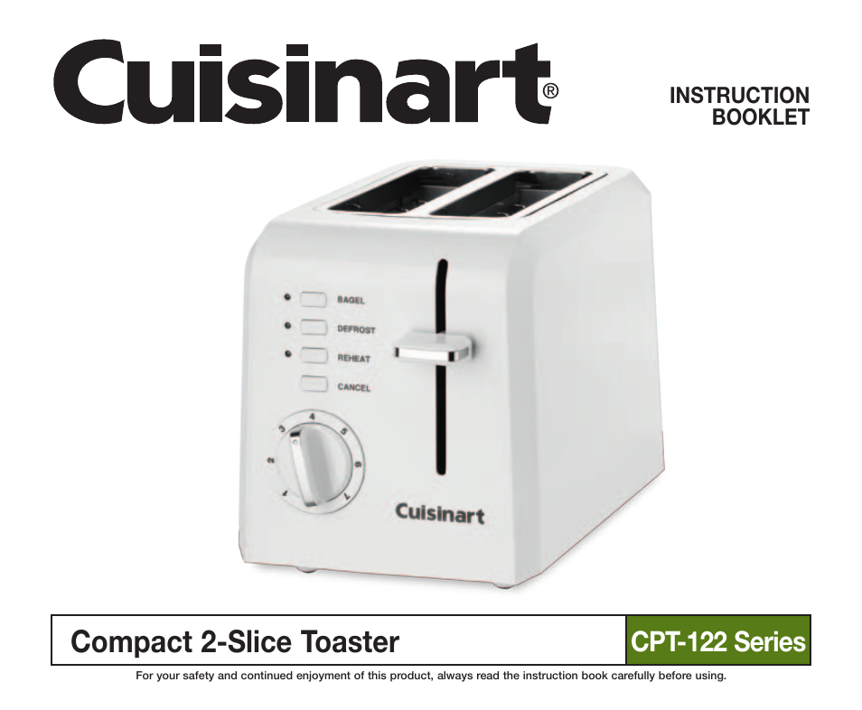 Cuisinart Compact 2-Slice Toaster CPT-122 User Manual | 9 pages