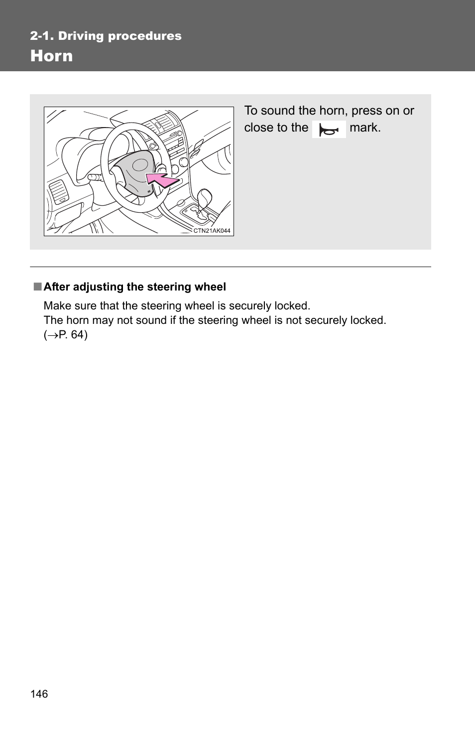 Horn | TOYOTA 2011 Corolla User Manual | Page 169 / 524